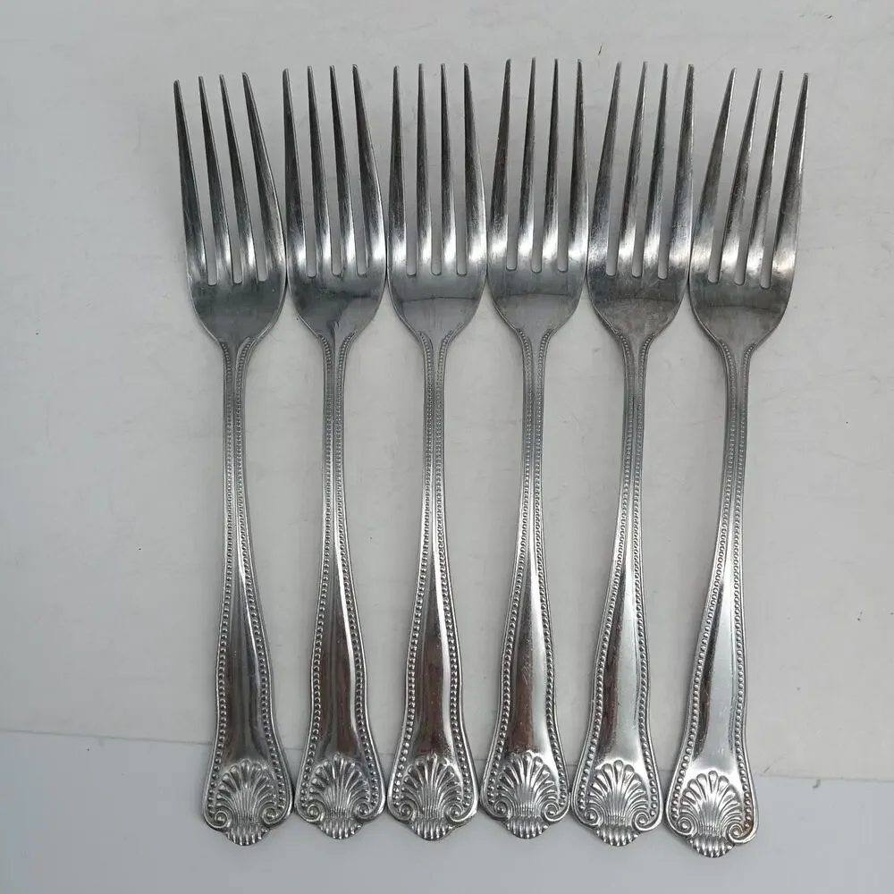 6X DF TOWLE Supreme STUART Shell Stainless Dinner Forks